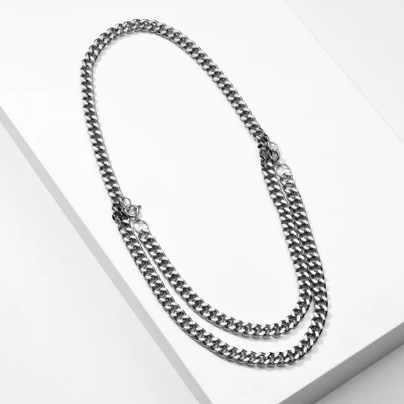 Gold Chunky Cuban Curb Link Layered Necklace - Picture 3 of 3